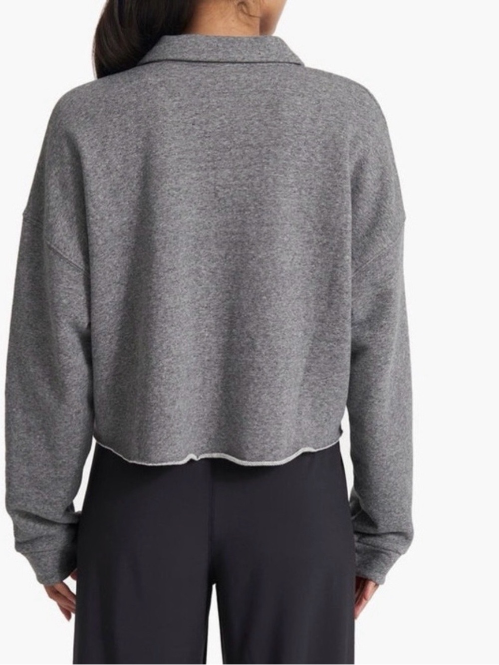 Vuori Sedona Polo Fleece Cropped Sweatshirt Heather Grey Women's Size Medium - Picture 3 of 11